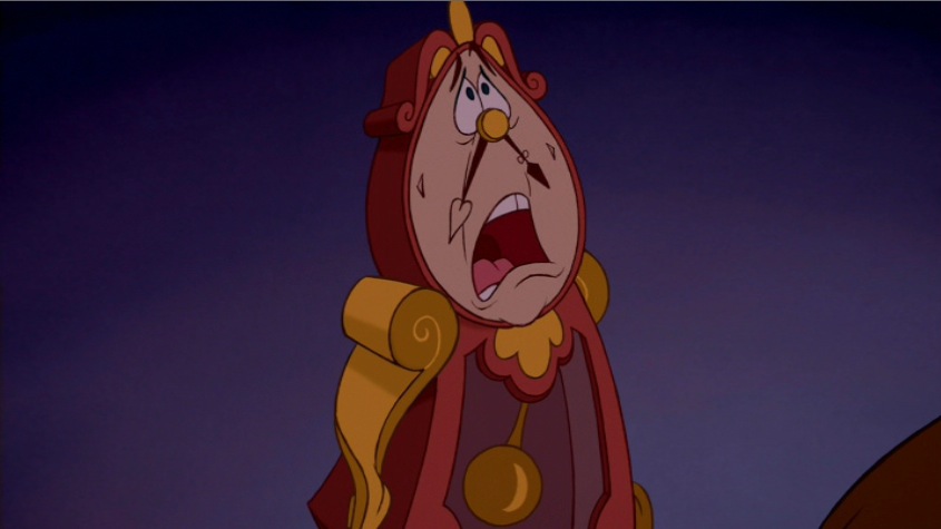 Image result for cogsworth sad